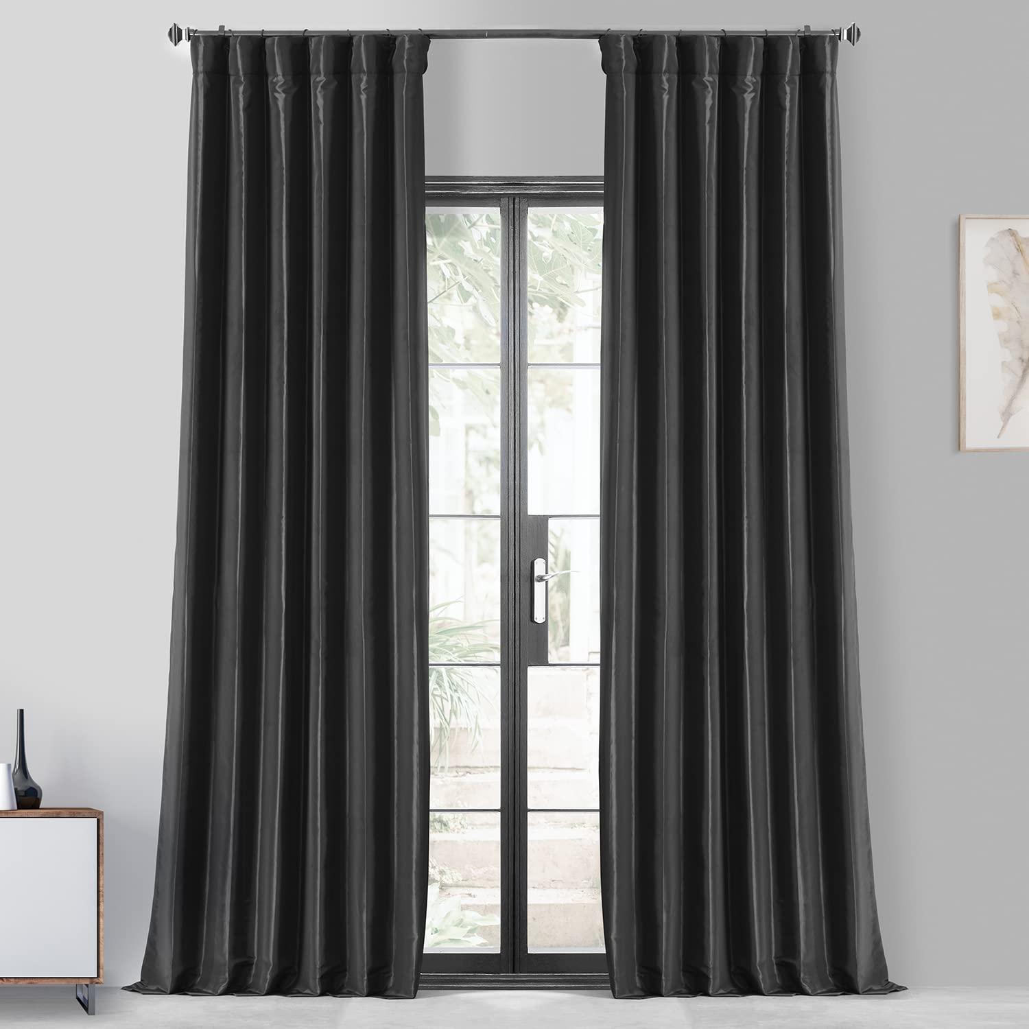 Platinum Blackout Faux Silk Taffeta Curtain (1 Panel), Platinum, 50W X 84L