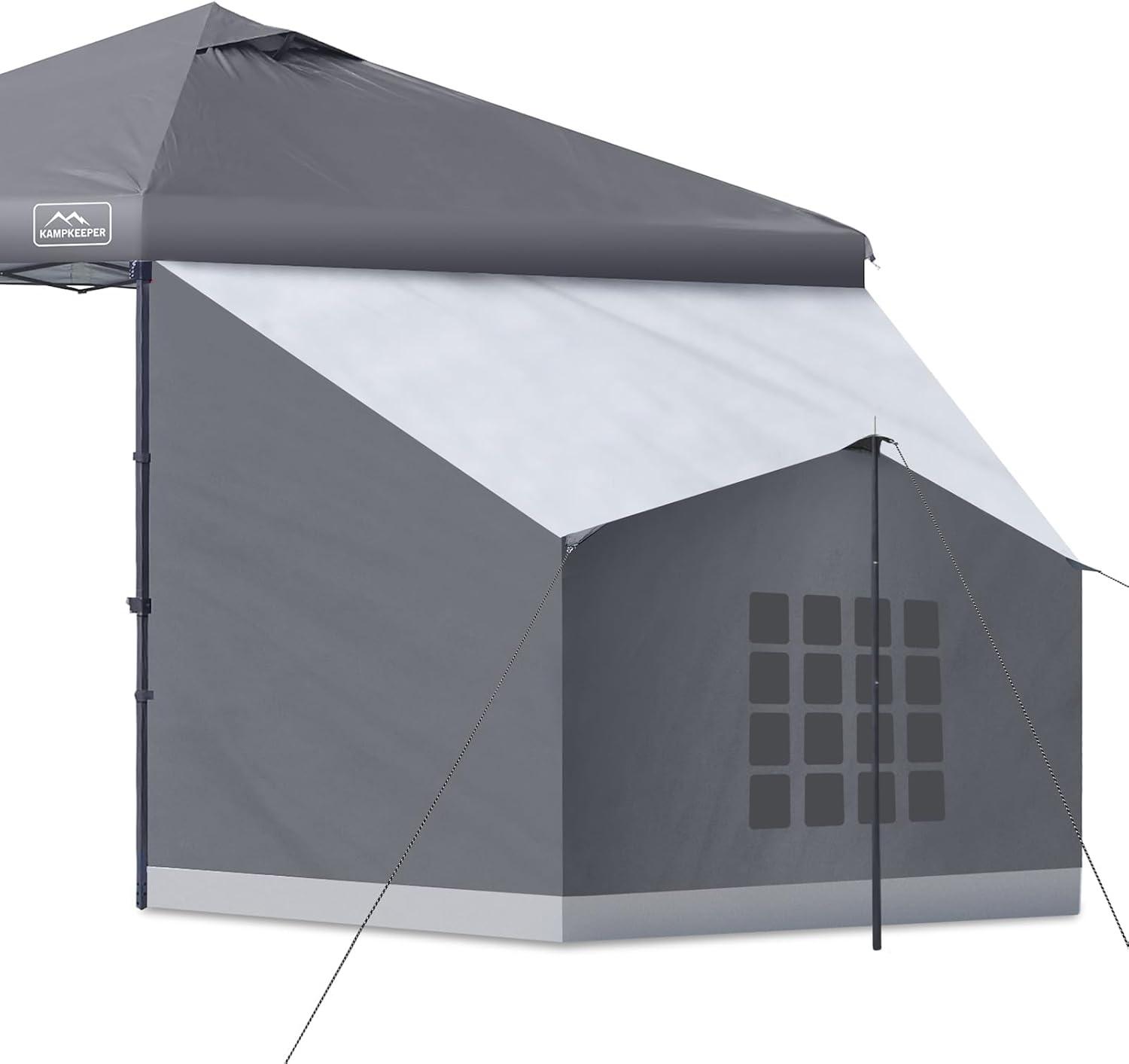 10 ft. Gray Water-Resistant Camping Tent with Pop-Up Canopy