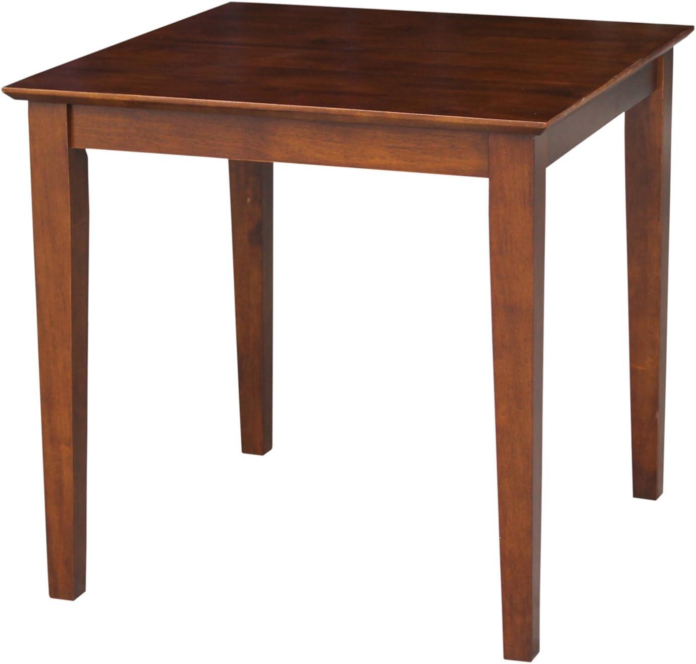 International Concepts Solid Wood Top Dining Table with Shaker Legs Brown: Parawood, Non-Extension, Square Shape, Seats 4