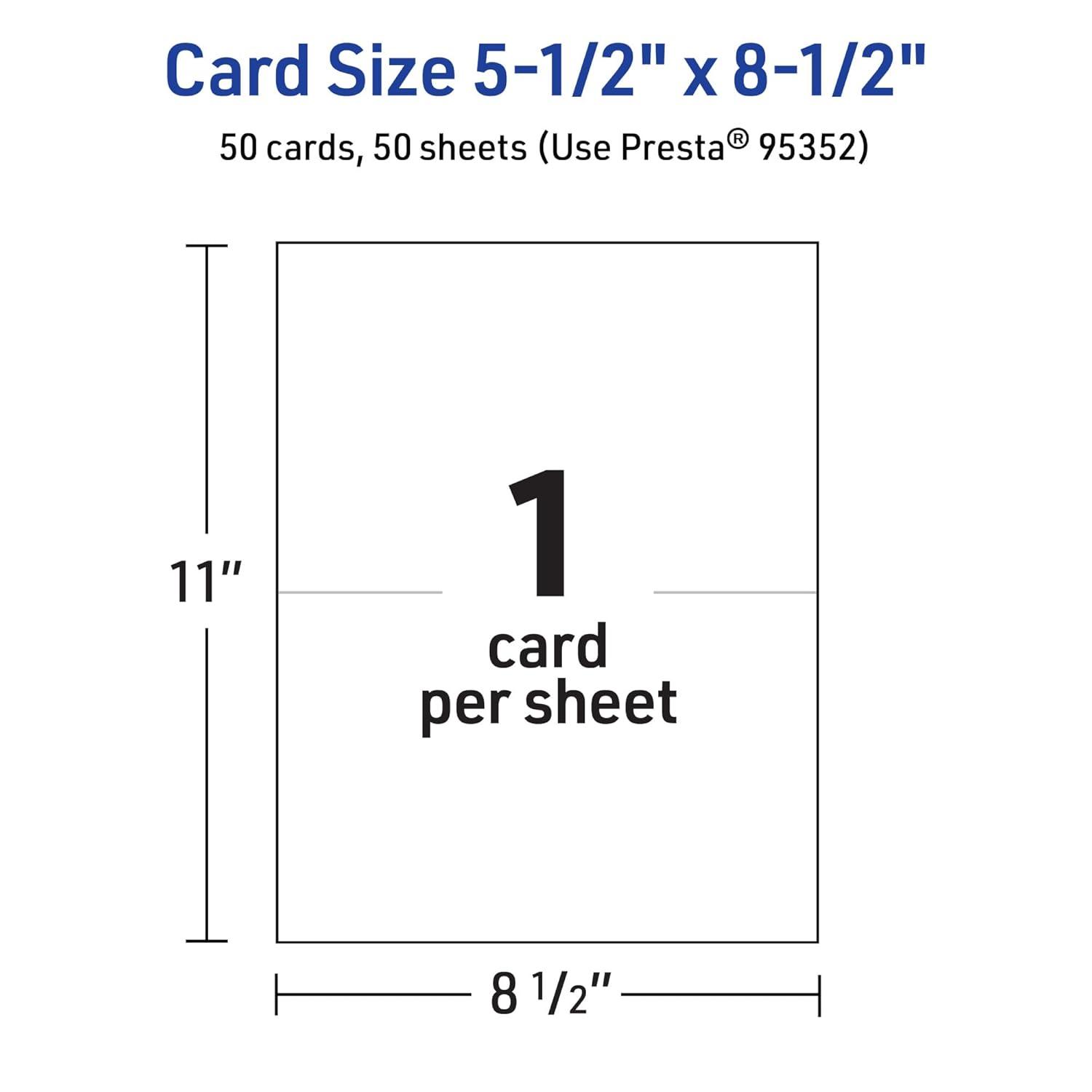 Avery Printable Greeting Cards, 5.5" x 8.5", Glossy White, 50ct