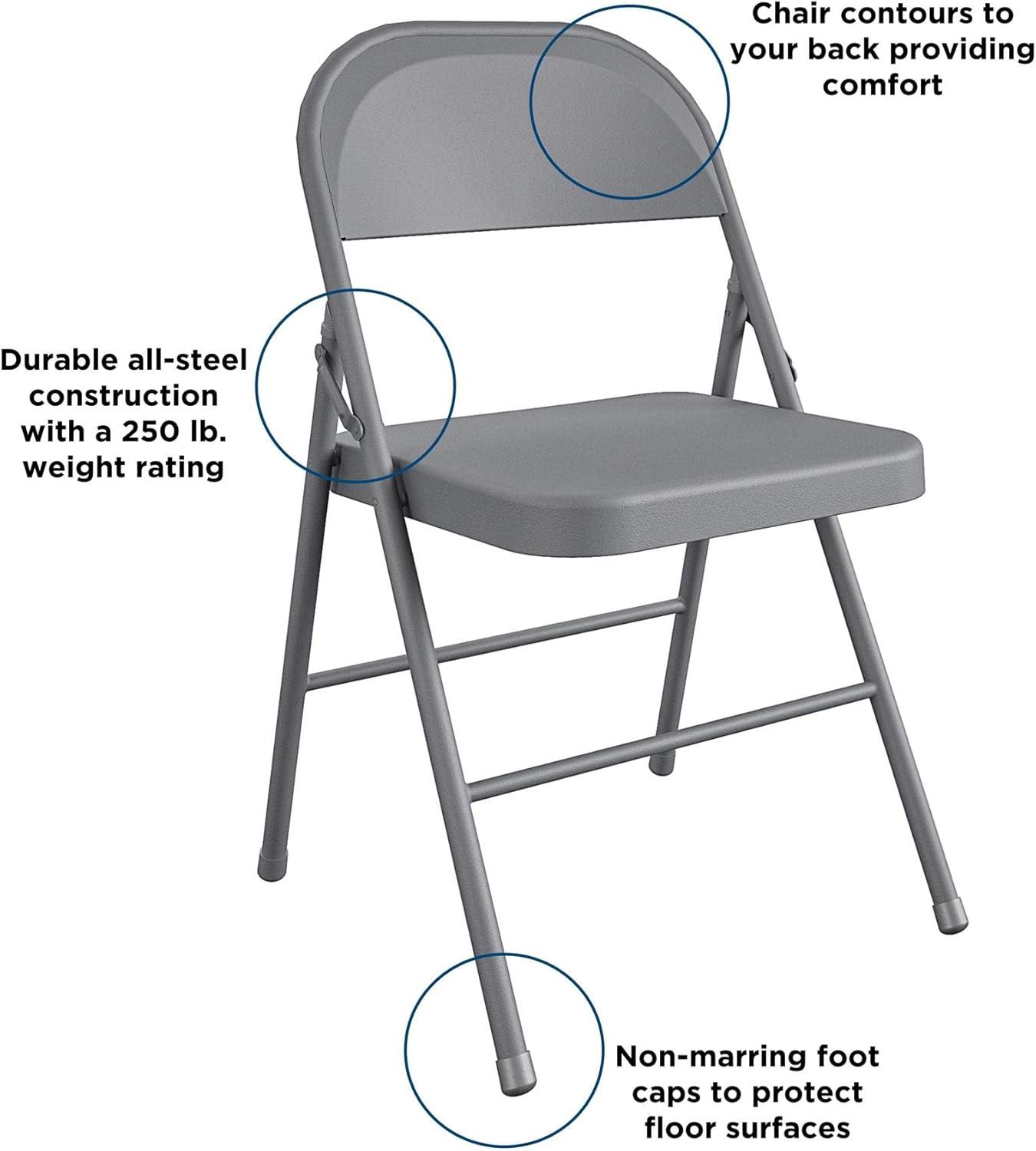 COSCO All- Steel Folding Chair, 4-Pack, Gray