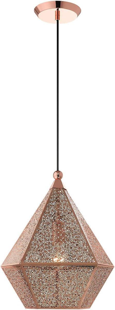 Rose Gold Filigree Metal Globe Pendant Light