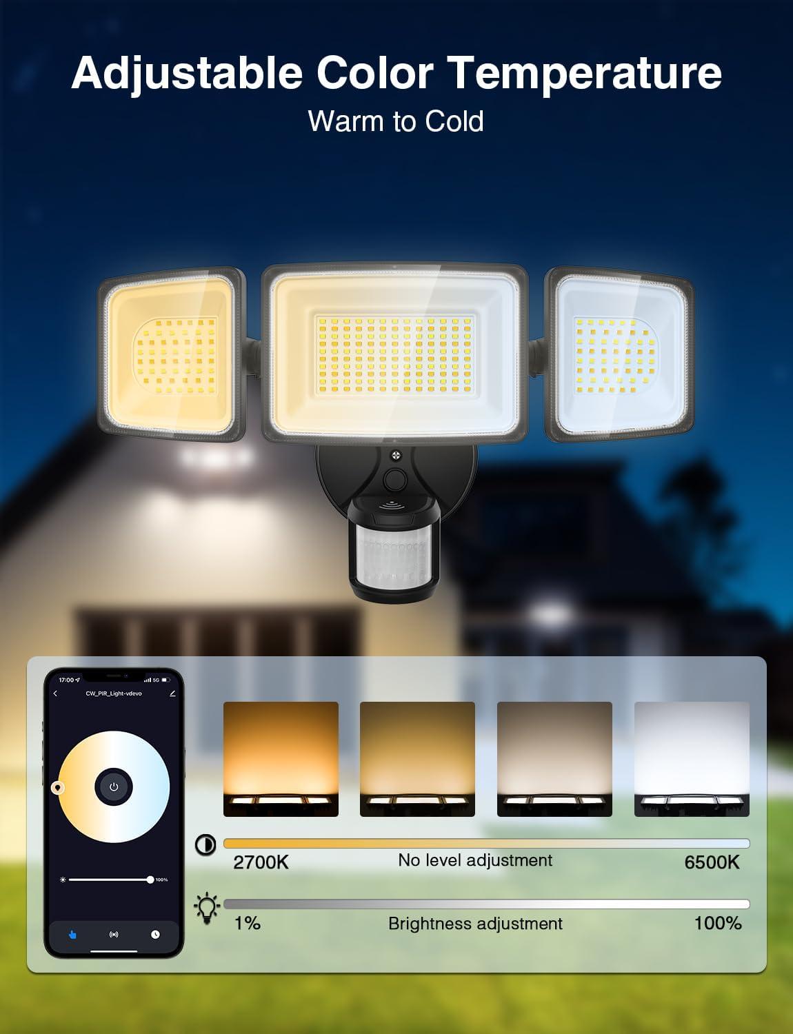 Black 100W LED Motion Sensor Security Flood Light