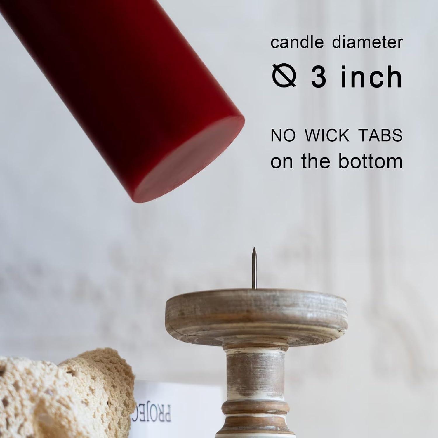 MOZEAL 3" x 8" Hand-Poured Unscented Large Candle,Smokeless Rustic Pillar Candle Set of 2,Slow Burn,No Drip,Approx 150 Hours Burning,Wedding,Dinner,Christmas and Home Decorative,Tall Dark Red Candle