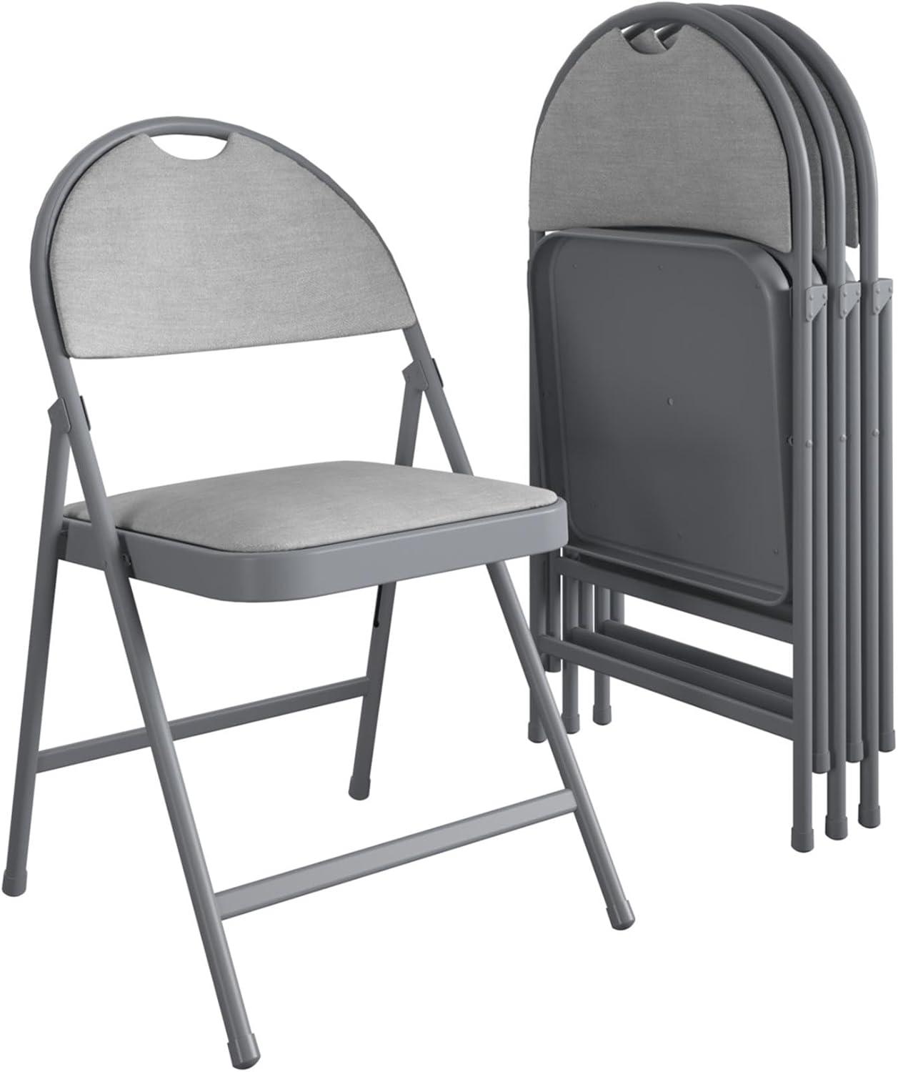 Gray Fabric and Metal Padded Folding Chair Set