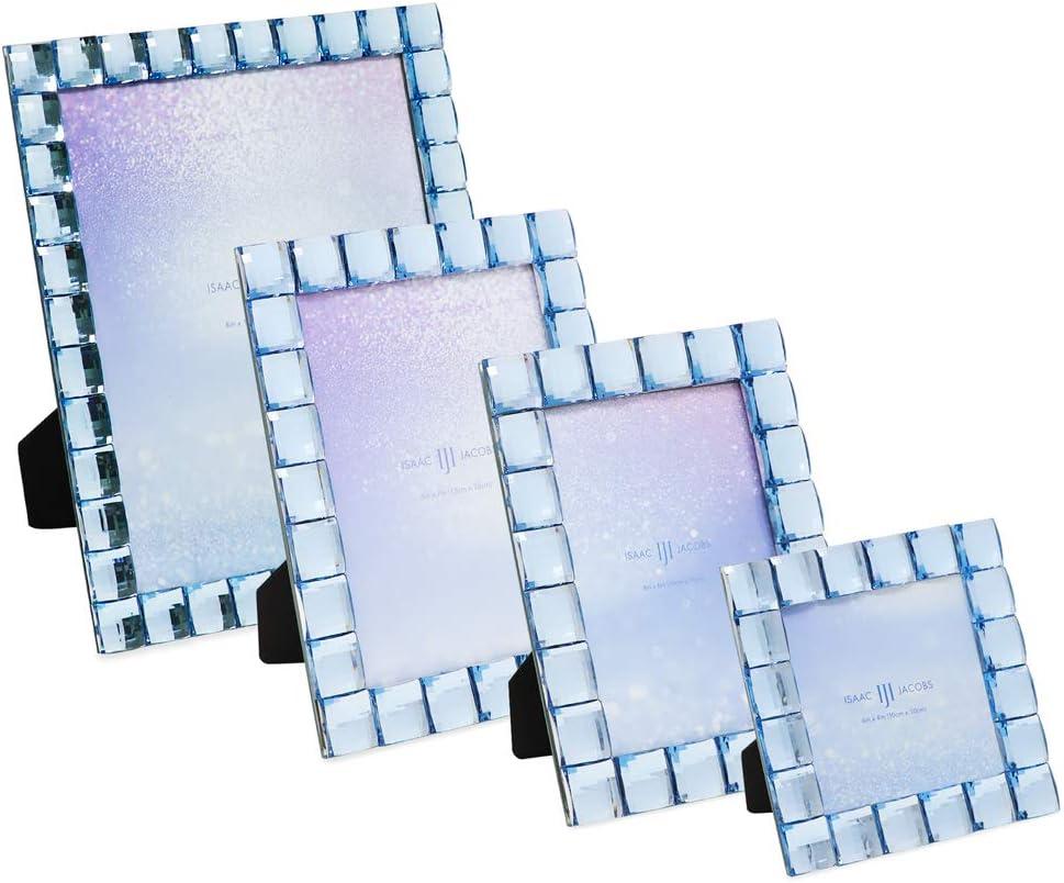 Isaac Jacobs Decorative Sparkling Light Blue Jewel Picture Frame, Photo Display & Home Décor 8x10