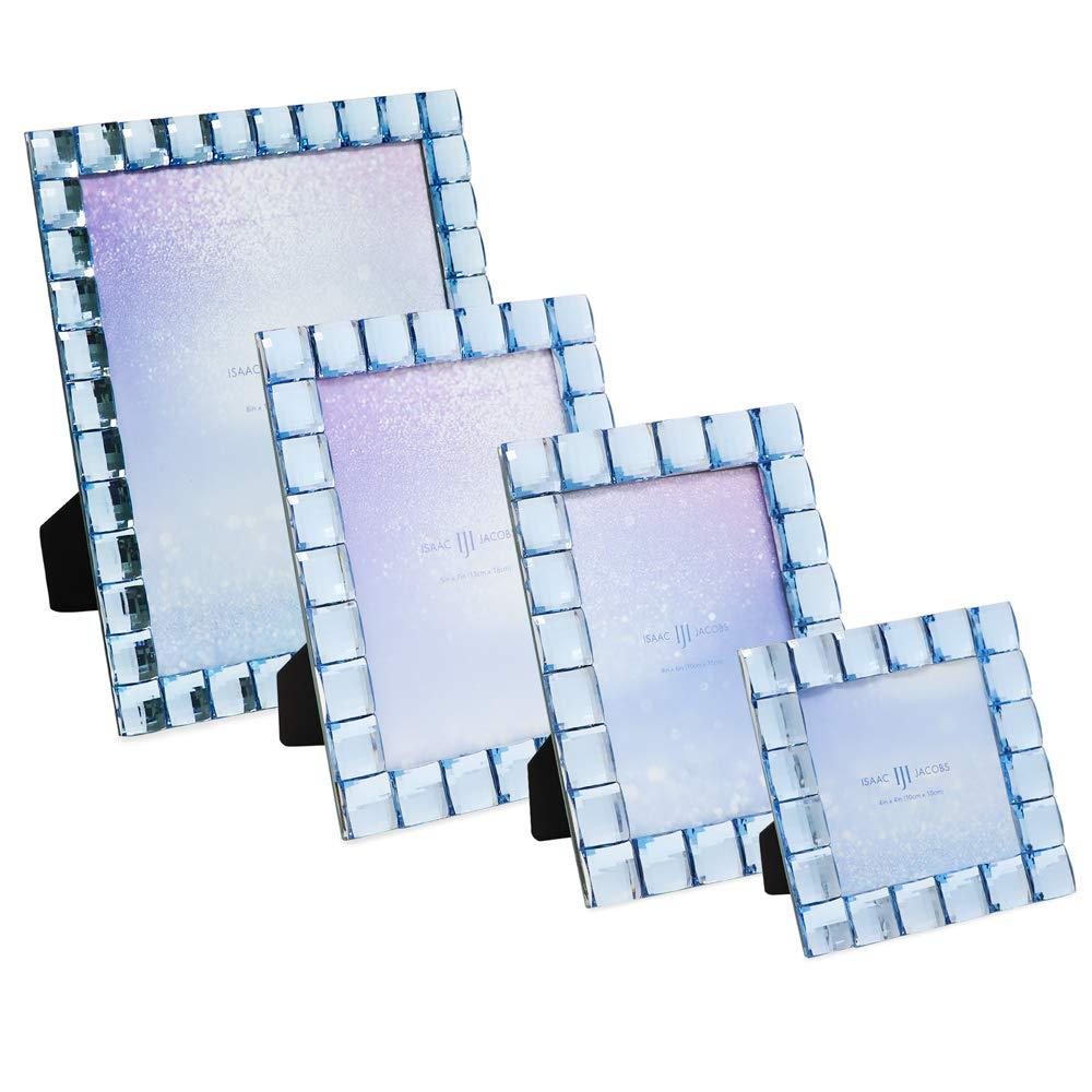 Isaac Jacobs Decorative Sparkling Light Blue Jewel Picture Frame, Photo Display & Home Décor 8x10