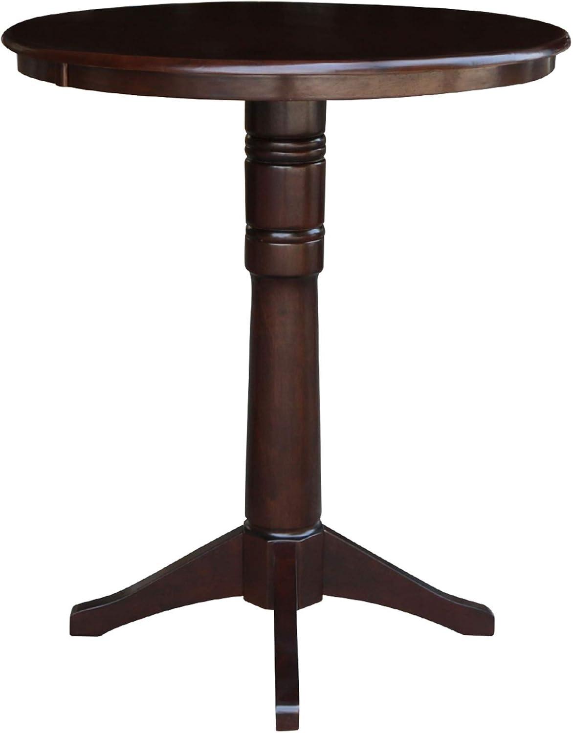 36" Round Pedestal Bar Height Table - Mocha