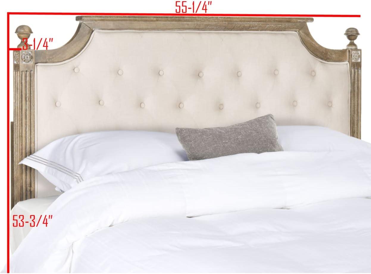 SAFAVIEH Rustic Wood Tufted Upholstered Headboard, Full, Beige Velvet