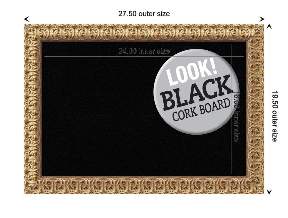 Amanti Art Black Cork Board Wood Framed Florentine Gold Bulletin Board 27 in. x 19 in.