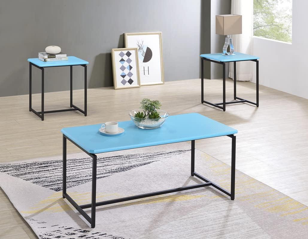 HOMLUX 3 PCS Coffee Table Set Sofa Side Table with 2 Square End Table,White