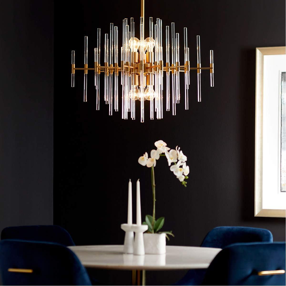 Aged Brass and Glass Contemporary Pendant Light