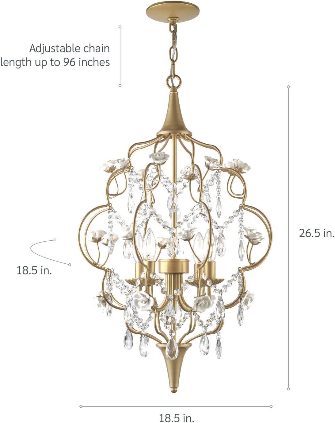 AF Lighting Floral 4-Light Chandelier with Cream Ceramic Roses