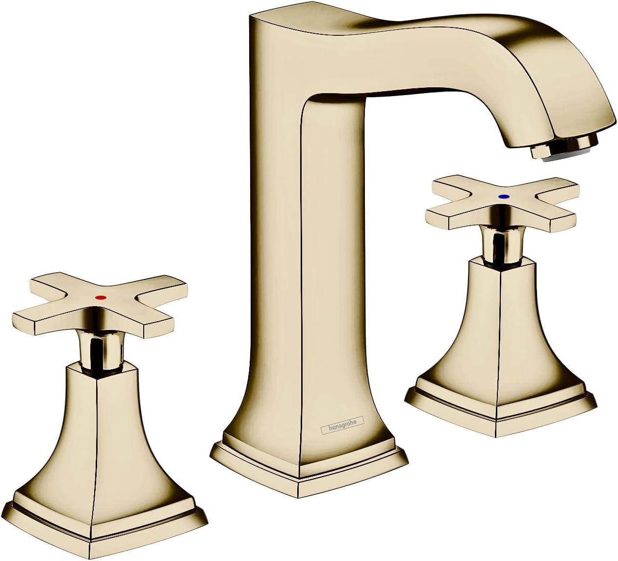 Hansgrohe Metropol Classic Widespread Faucet 160 with Cross Handles and Drain Assembly, 1.2 GPM