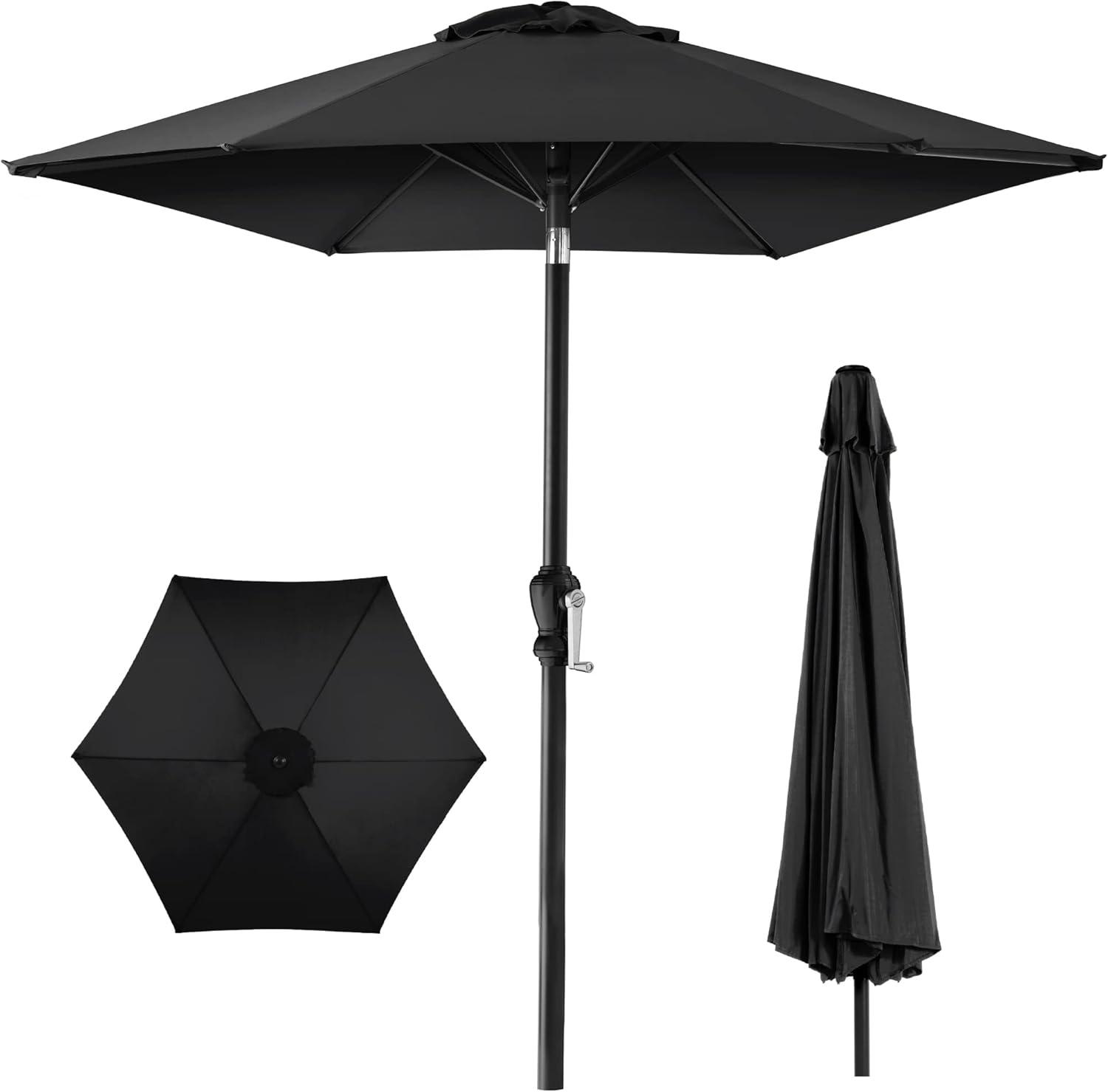 Best Choice Products 10ft Outdoor Steel Market Patio Umbrella w/ Crank, Tilt Push Button, 6 Ribs - Black