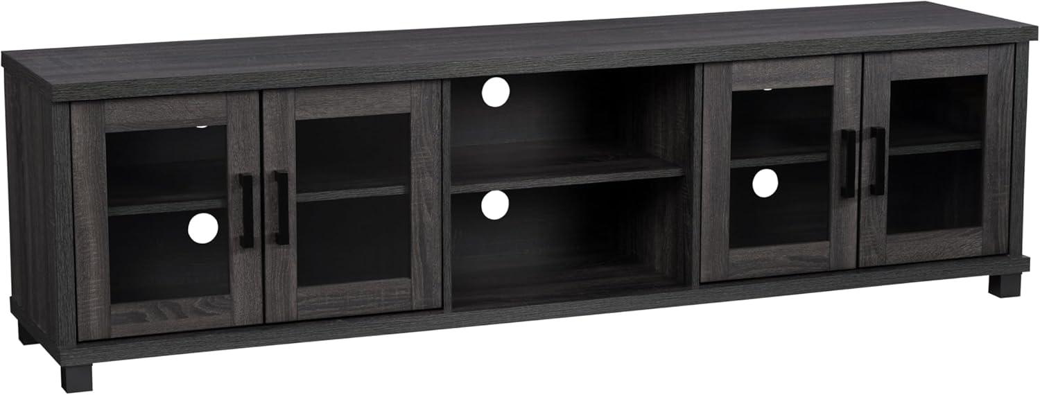 Fremont 84" Dark Gray Engineered Wood TV Stand with Glass Cabinets