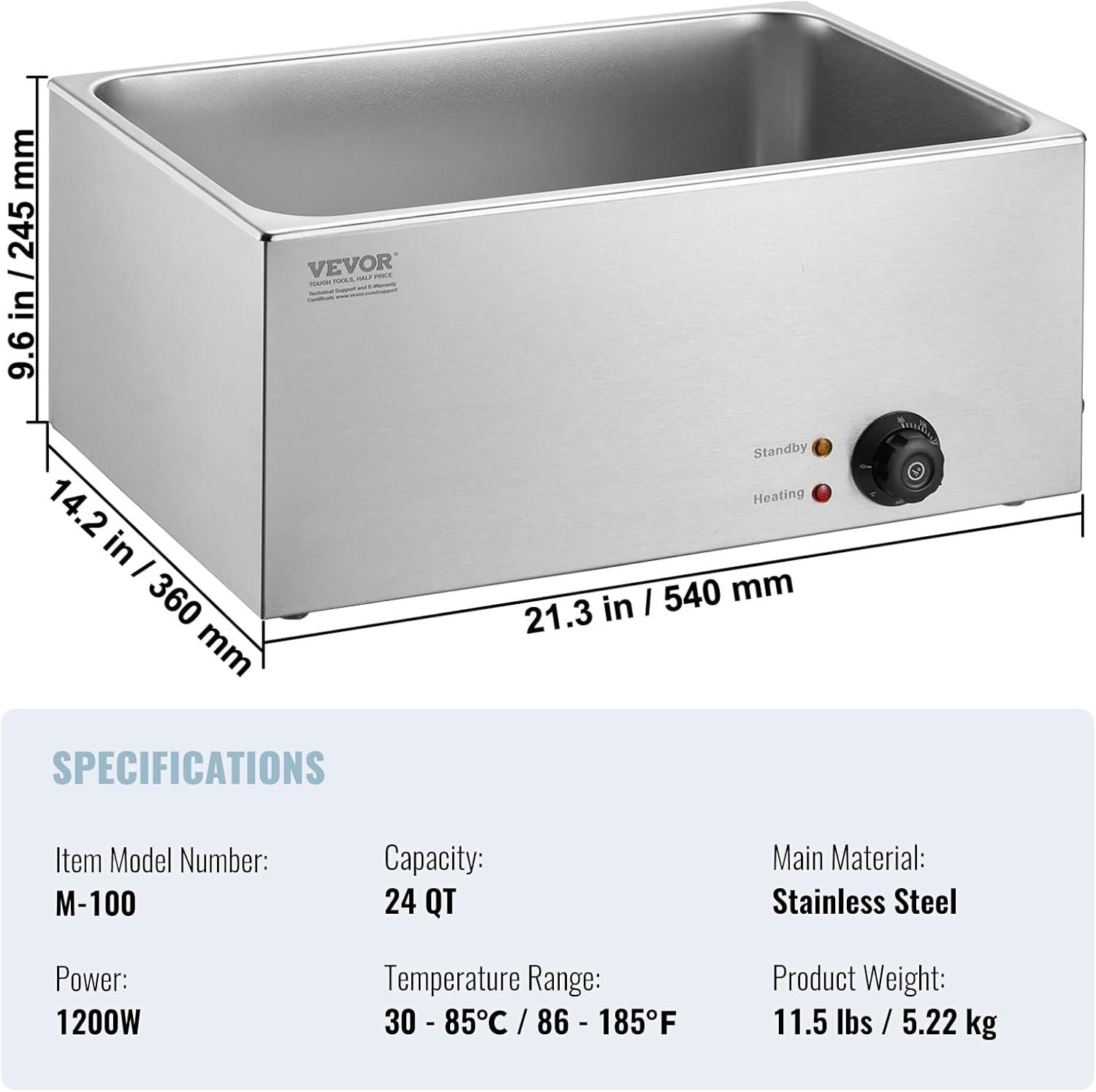 Latitude Run® Commercial Electric Food Warmer Countertop Buffet 19Qt 1200W Bain Marie