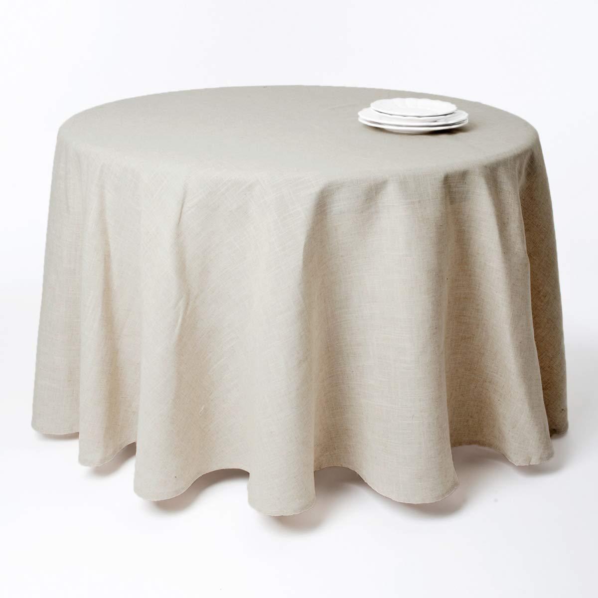 Saro Lifestyle Natural Toscana Tablecloth, Natural, 120" Round