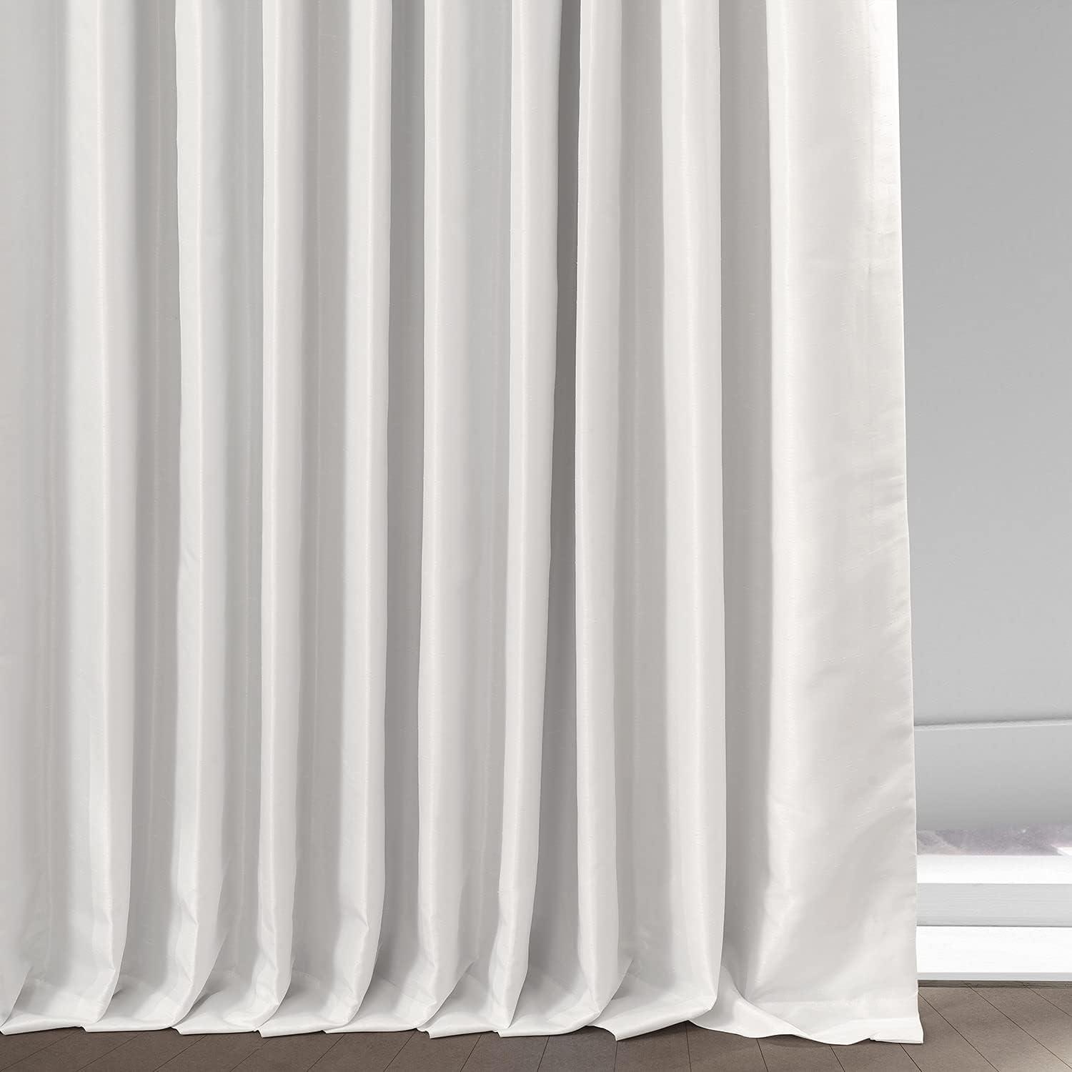 Off White Blackout Extra Wide Vintage Textured Faux Dupioni Curtain (1 Panel), Off White, 100W X 96L