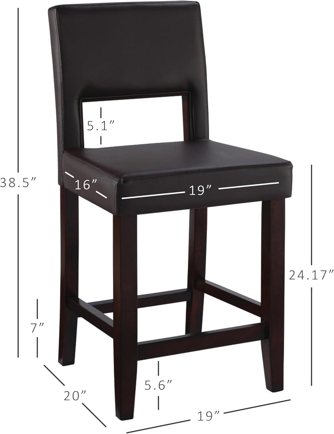 24" Vega Padded Counter Height Barstool with Ergonomic Footrest & Espresso Finish - Linon