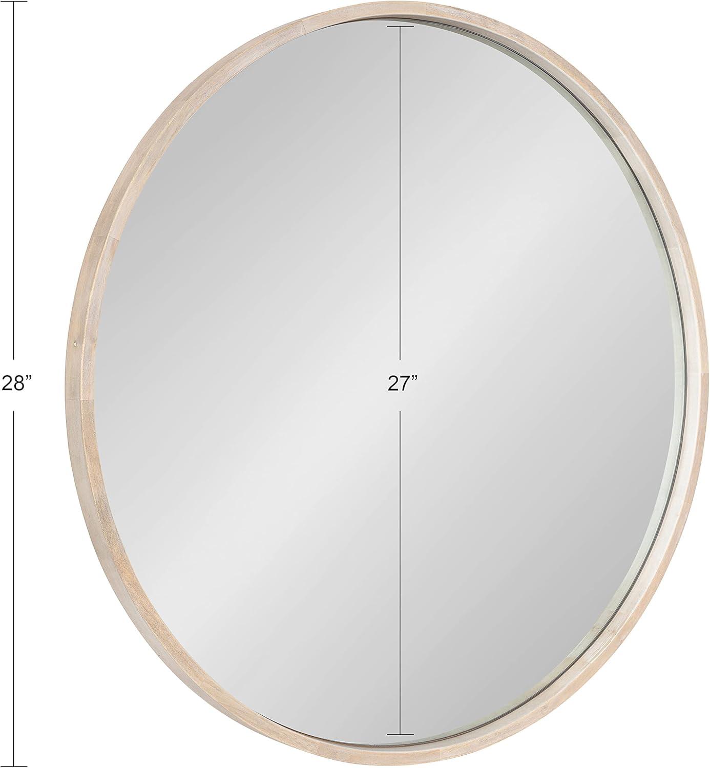 Kate and Laurel Valenti Round Framed Mirror, White 18" Diameter