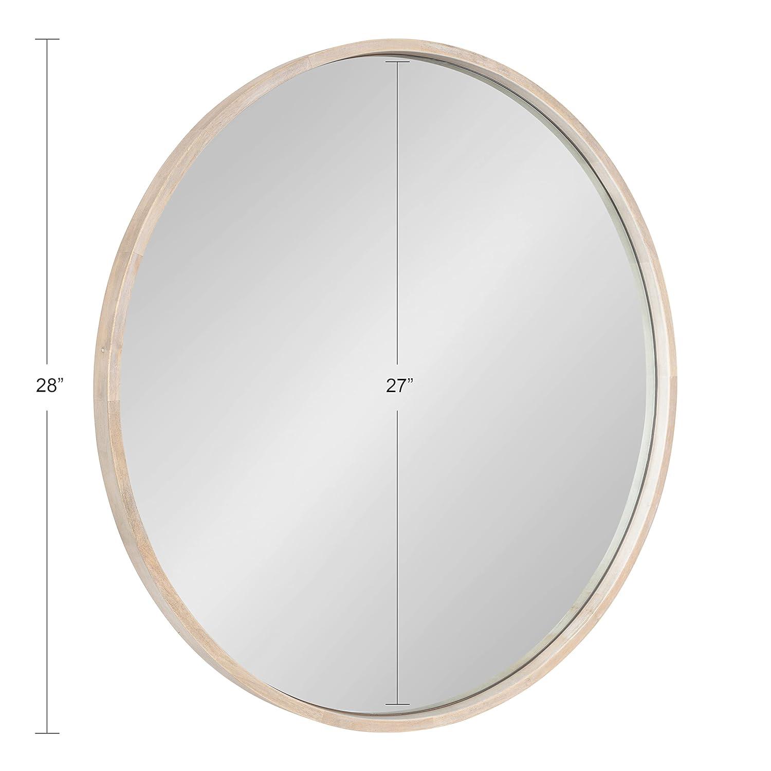 Kate and Laurel Valenti Round Framed Mirror, White 18" Diameter