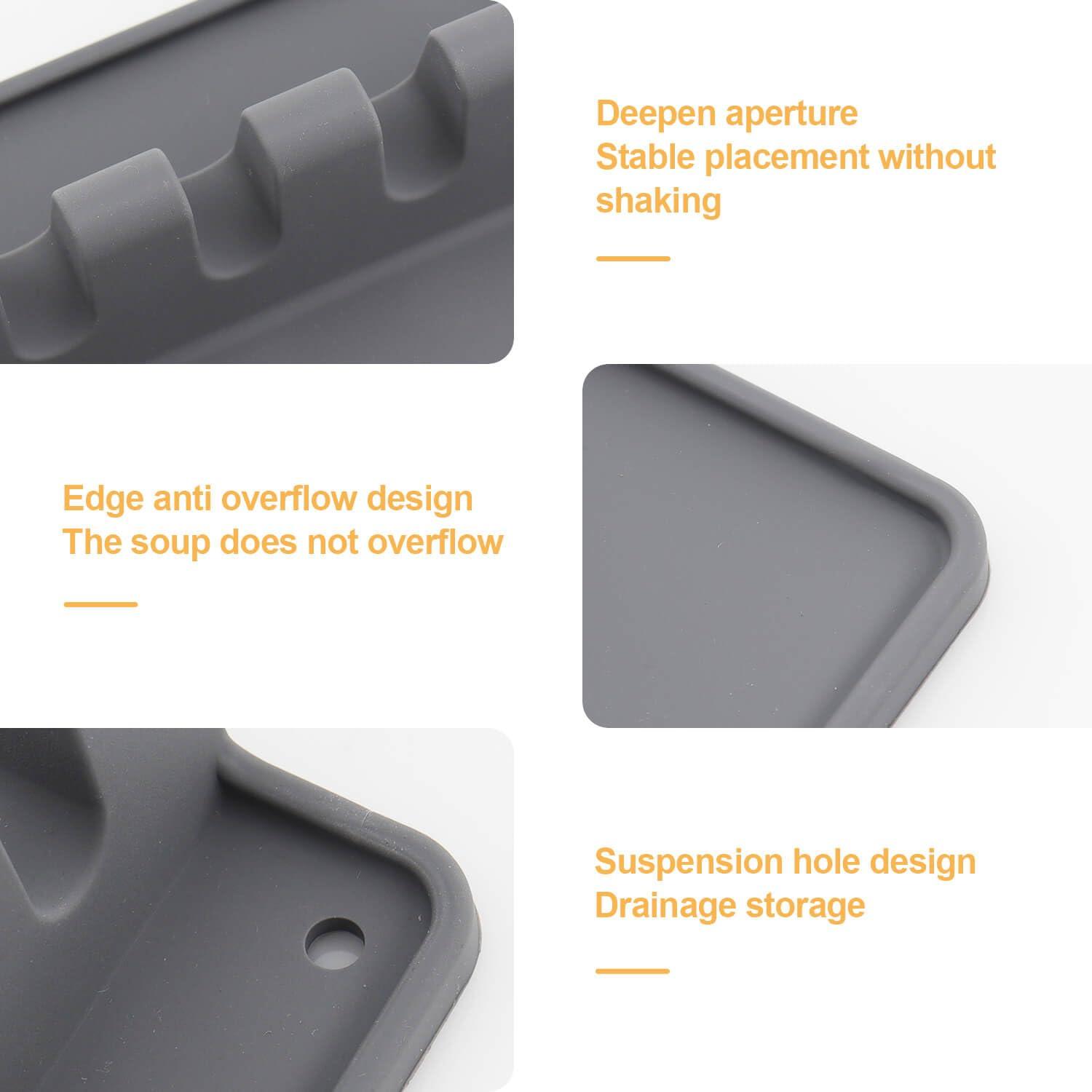 2 Pack Silicone Utensil Rest - BPA-Free, Durable Spoon Rest with Drip Pad - Heat-Resistant Spoon Rest for Stove Top - Spoon Rest for Kitchen Counter - Kitchen Gadgets & Kitchen Utensils Holder