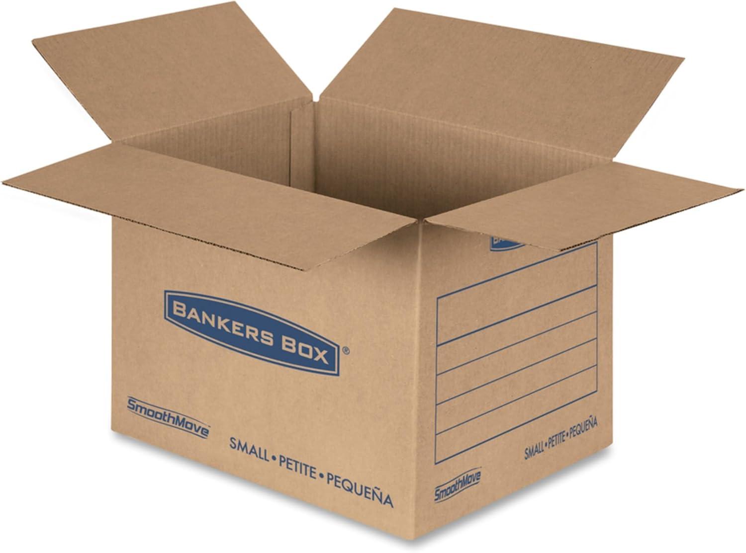 SmoothMove Basic Moving Boxes, Small Internal Dimensions: 12" Width x 16" Depth x 12" Height - External Dimensions: 12.3" Width x 16.5" Depth x 12.6" Height - Heavy Duty - Corrugated - Kraft, Black