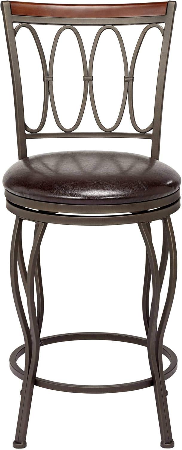 Elm Lane Bronze Metal Swivel Bar Stools Set of 2 Brown 24" High Traditional with Backrest Footrest for Kitchen Counter Island Home