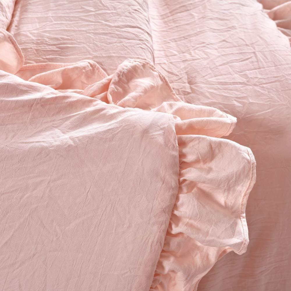 Blush Pink Ruffled Edge Polyester Throw Blanket