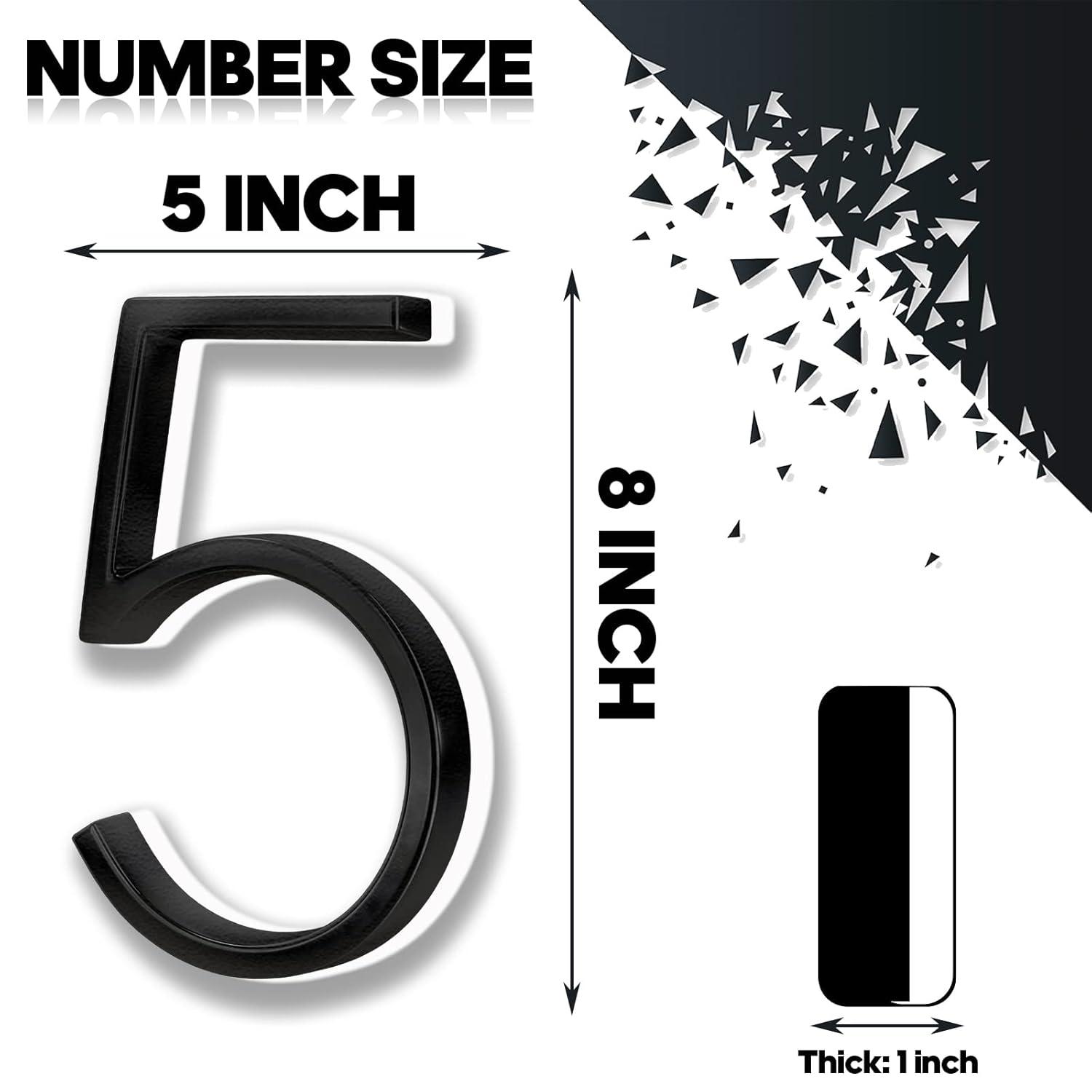 8 Inch Black Stainless Steel LED Backlit Floating House Number