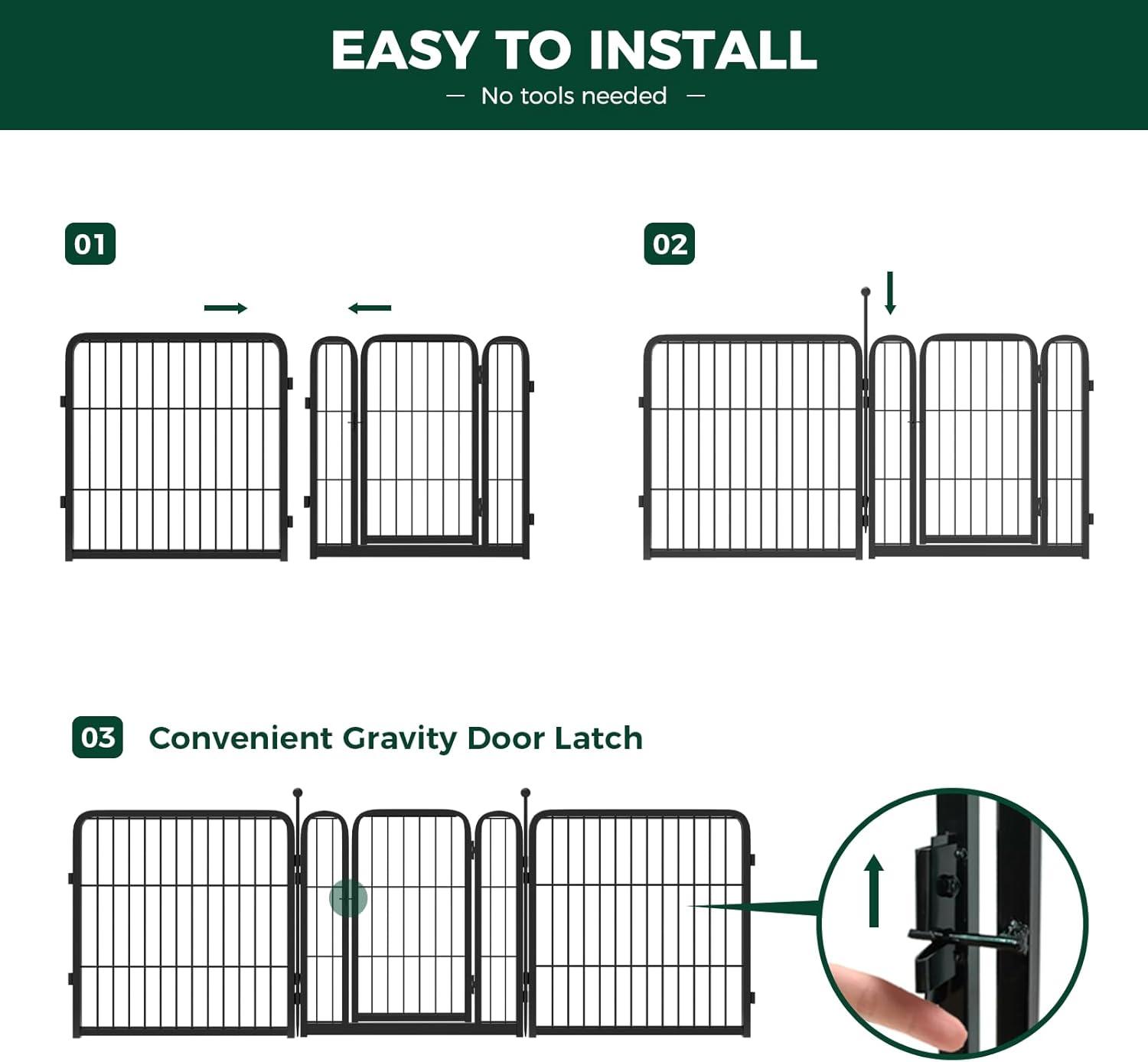 FXW Black Metal 24'' 16-Panel Outdoor Dog Playpen