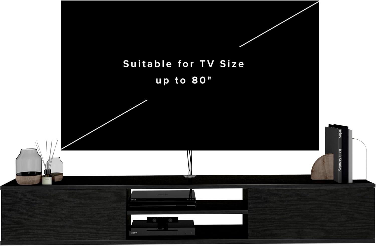 Atelier Mobili Floating TV Stand 70 Inch, Wall Mounted Entertainment Center