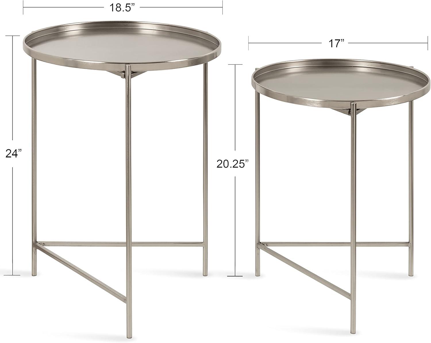Kate and Laurel Ulani Round Metal Nesting Table, 2 Piece, Silver
