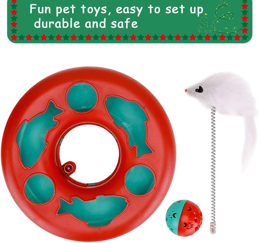 GZYS Cat Toys, Cat Toys for Indoor Cats,Interactive Kitten Toys Roller Tracks with Catnip Spring Pet Toy with Exercise Balls Teaser Mouse