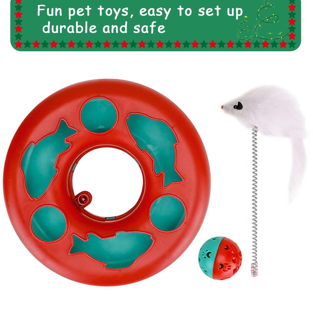 GZYS Cat Toys, Cat Toys for Indoor Cats,Interactive Kitten Toys Roller Tracks with Catnip Spring Pet Toy with Exercise Balls Teaser Mouse