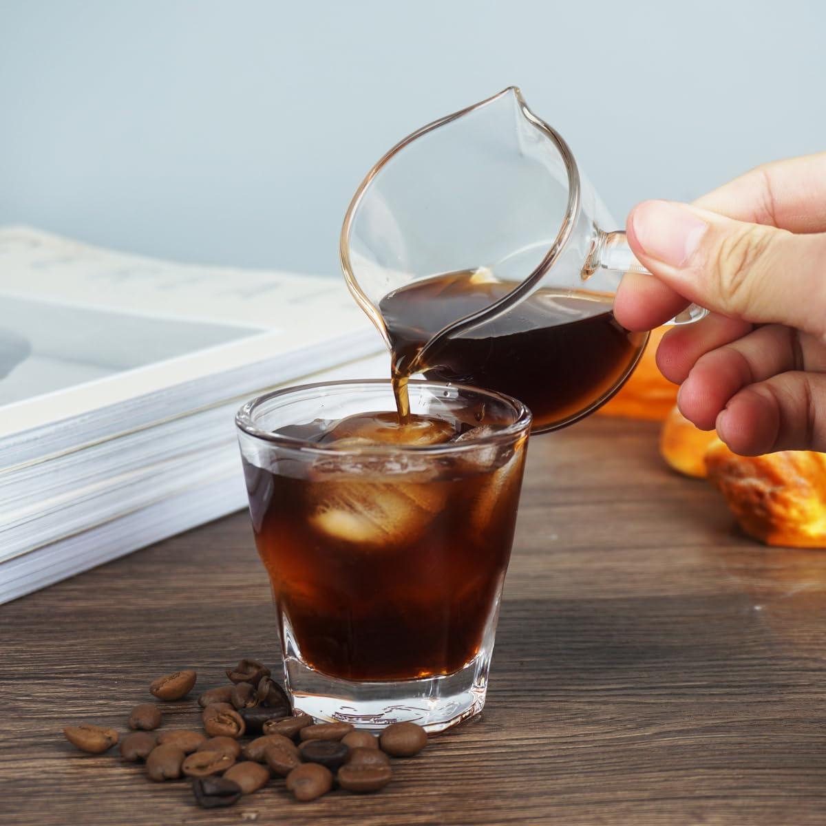 BCnmviku 1 Pack Shot Glasses Espresso Parts Double Spouts Milk Cup Clear Glass