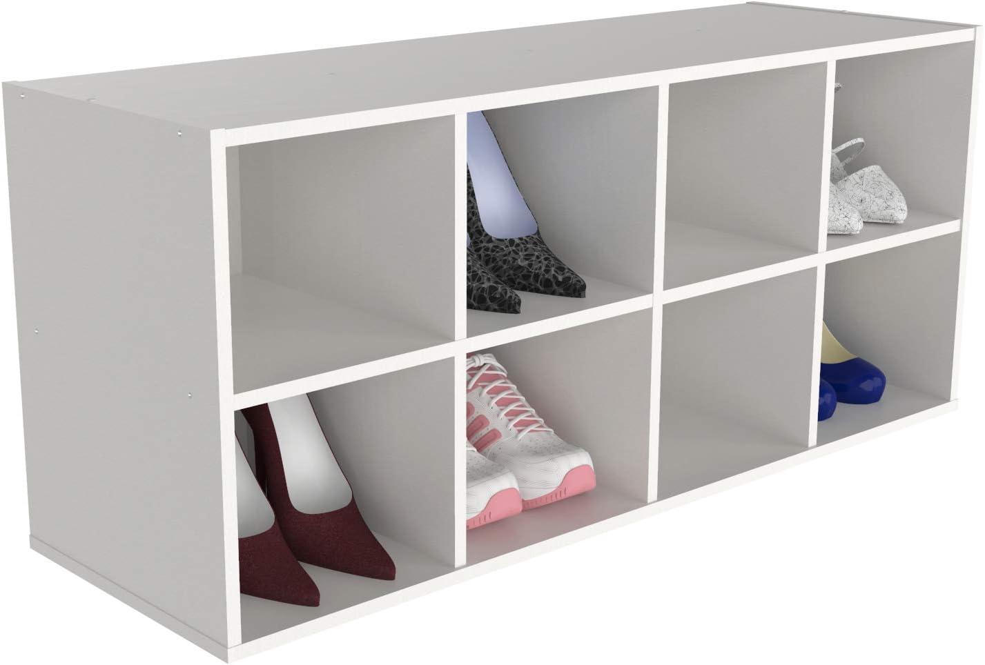 White Stackable Wood Cubby Shoe Organizer