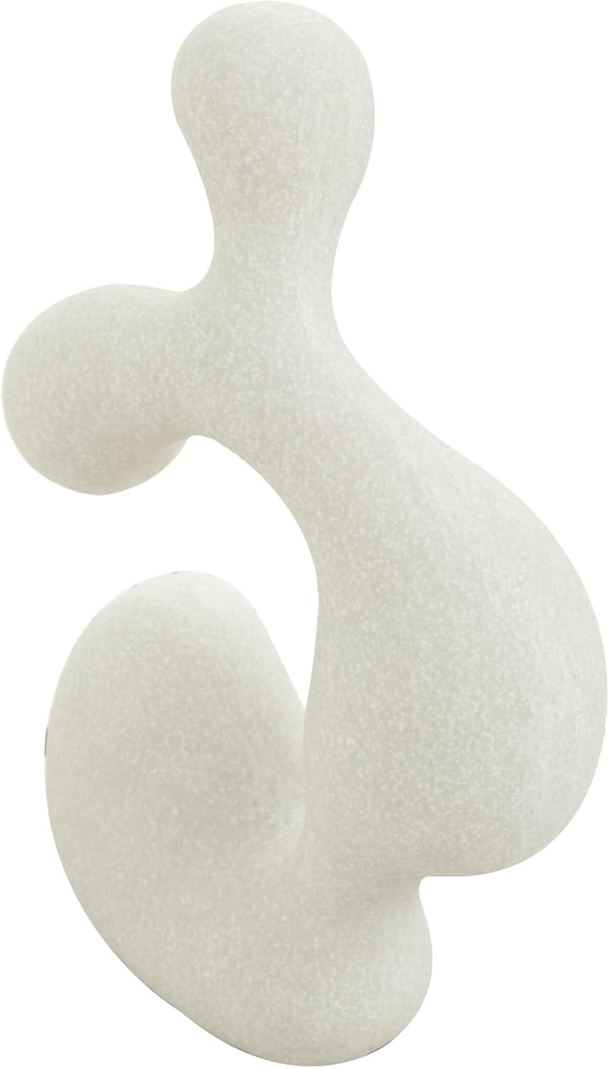 White Polystone Abstract Asymmetrical Decorative Sculpture