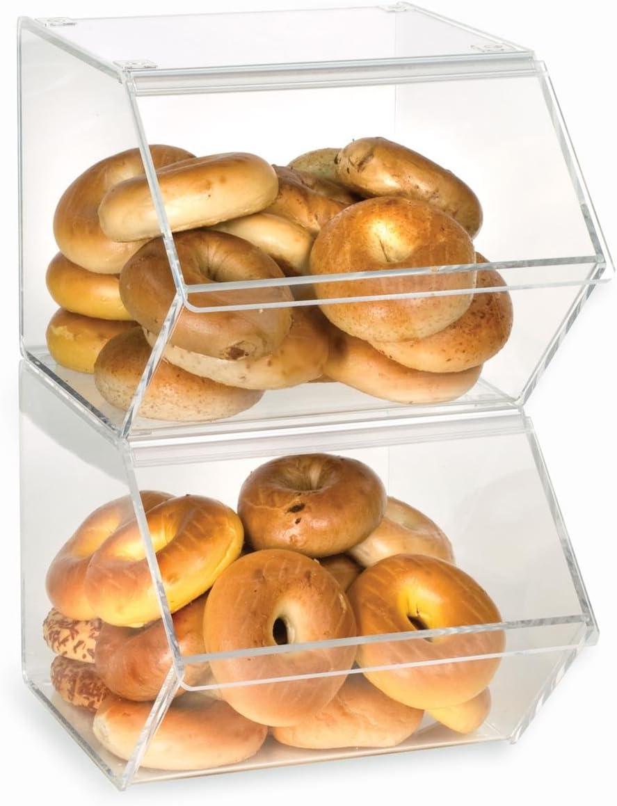 Clear Acrylic Stackable Bakery Display Case with Hinged Slanted Door