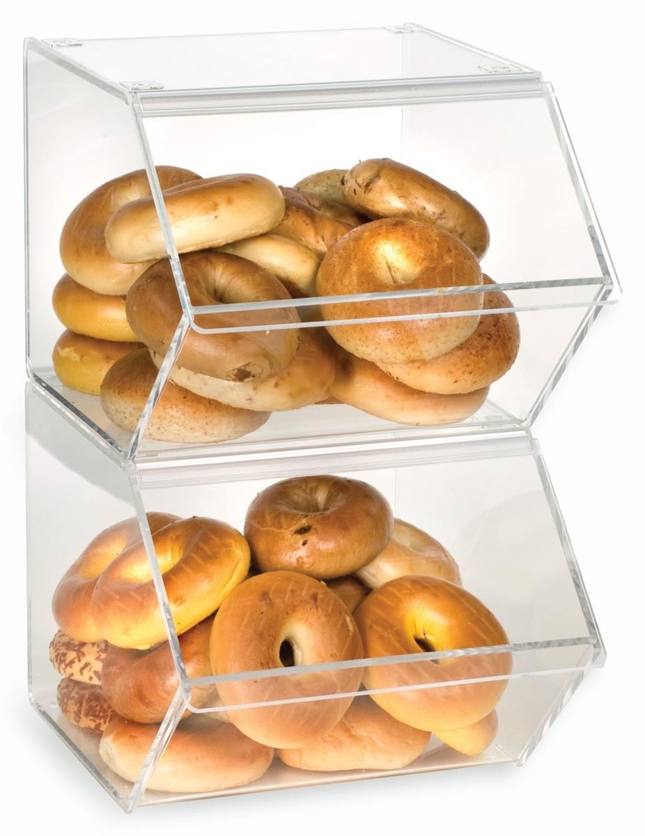 Clear Acrylic Stackable Bakery Display Case with Hinged Slanted Door