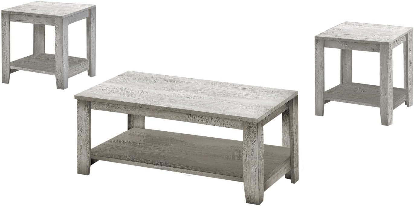 Monarch Specialties Table Set 3Pcs Set Coffee End Side Accent Living Room Laminate Grey Transitional