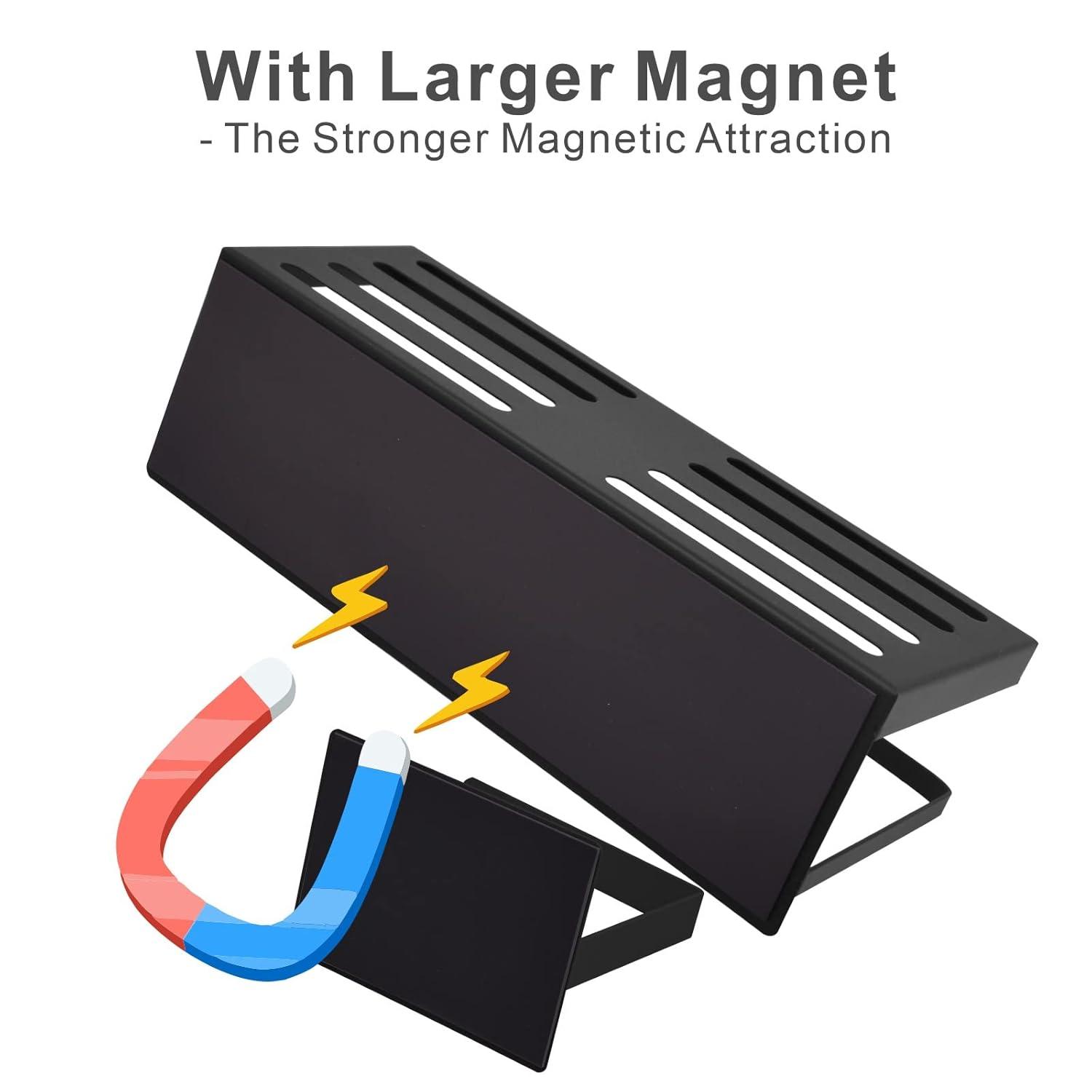 Magnetic Spice Rack for Refrigerator Magnetic Fridge Shelf for Kitchen Spice Organizer Magnetic Shelf for Fridge Space Saving Black 4 Pack with Magnetic Paper Towel Holder