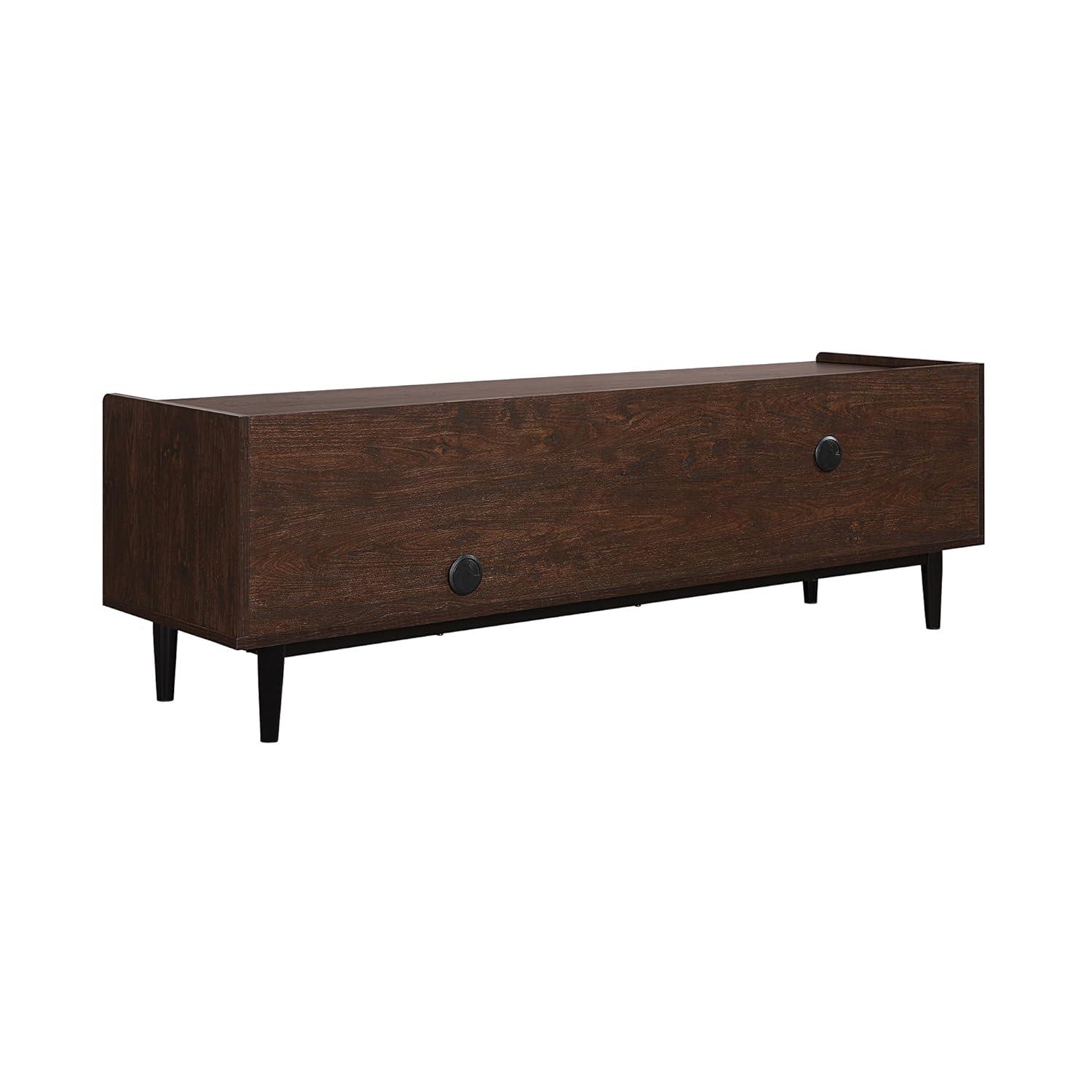 Duane Modern Ribbed TV Stand for TVs up to 55" Dark Brown/Black - Manhattan Comfort