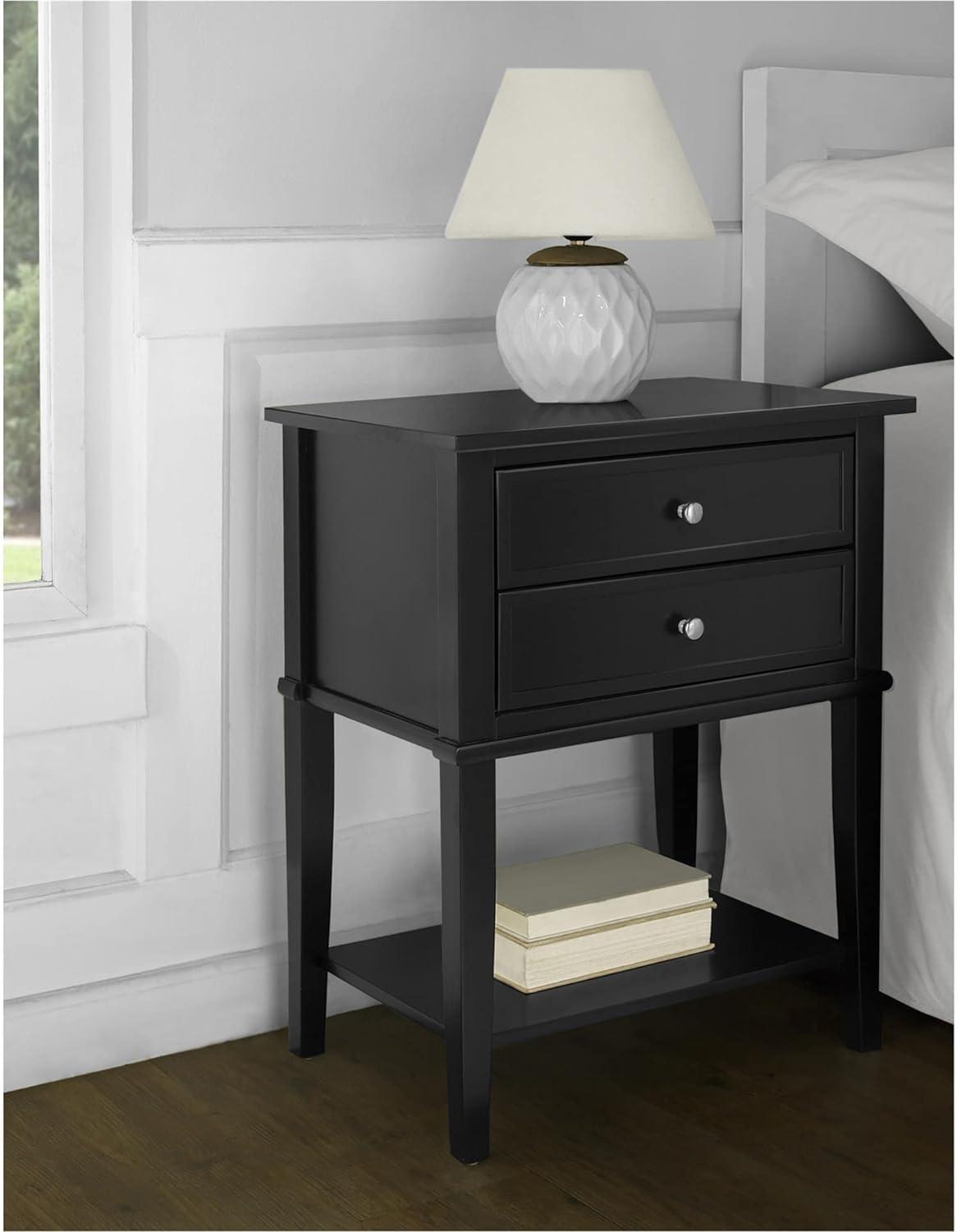 Ameriwood Home Franklin Nightstand Table with 2 Drawers and Lower Shelf