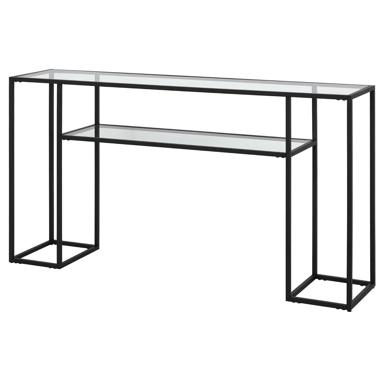 Evelyn&Zoe Marilyn 55" Wide Rectangular Console Table, Blackened Bronze