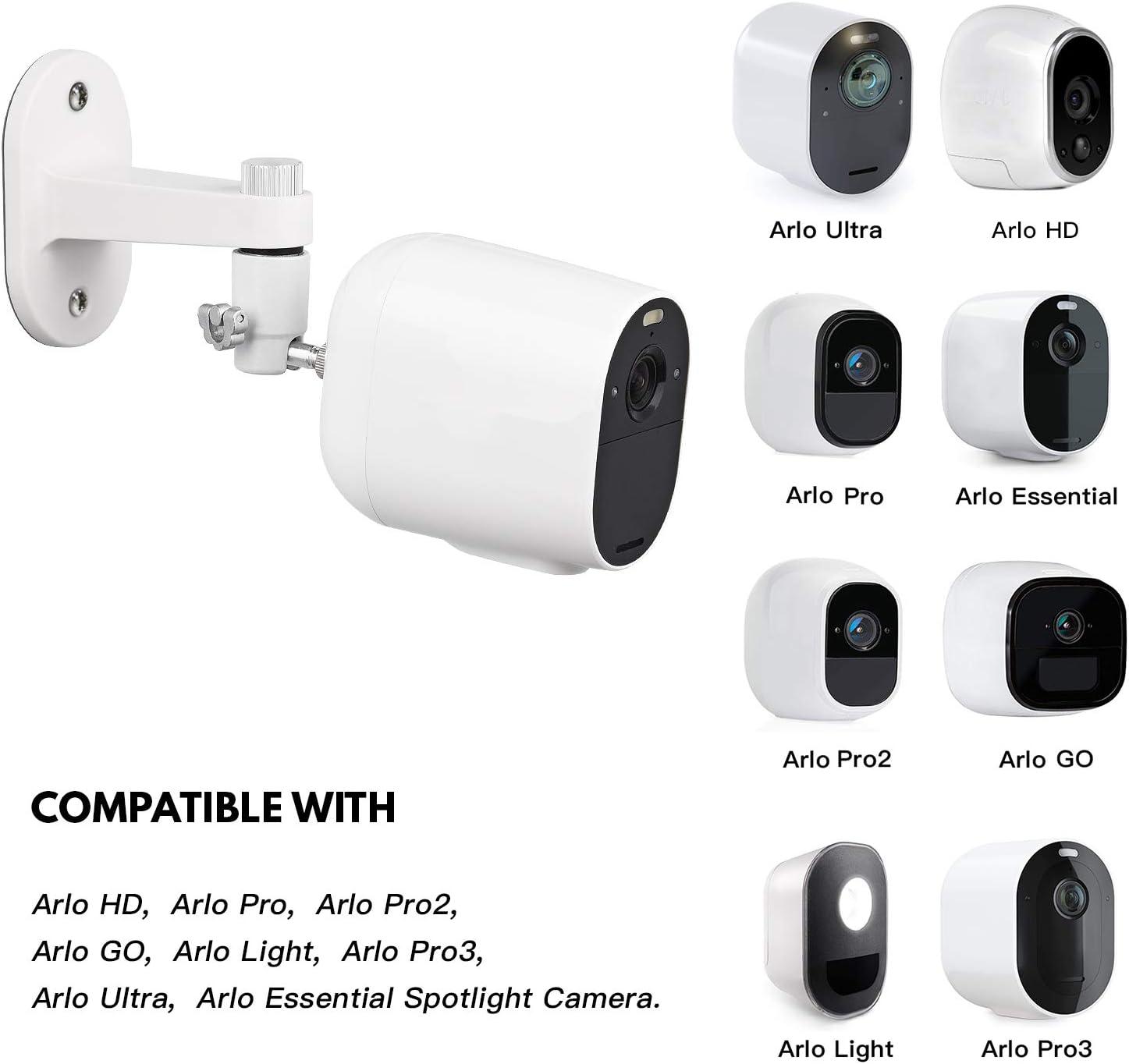 2Pack Security Wall Mount for Arlo Pro/Pro2/Pro3/Pro4/Ultra/Ultra2/Essential Spotlight Camera, Adjustable Indoor/Outdoor Mounting Bracket for Your Surveillance Camera (White)