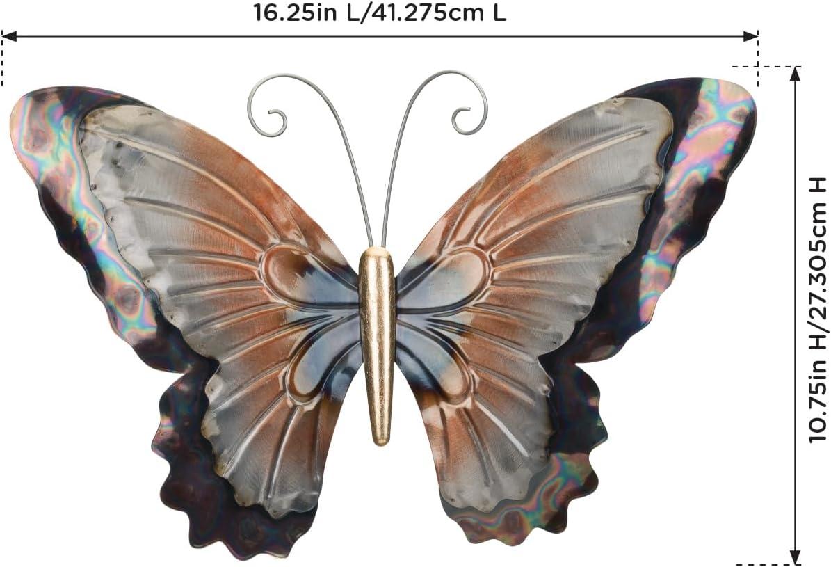 Bronze and Gold Hand-Painted Metal Butterfly Wall Decor Set