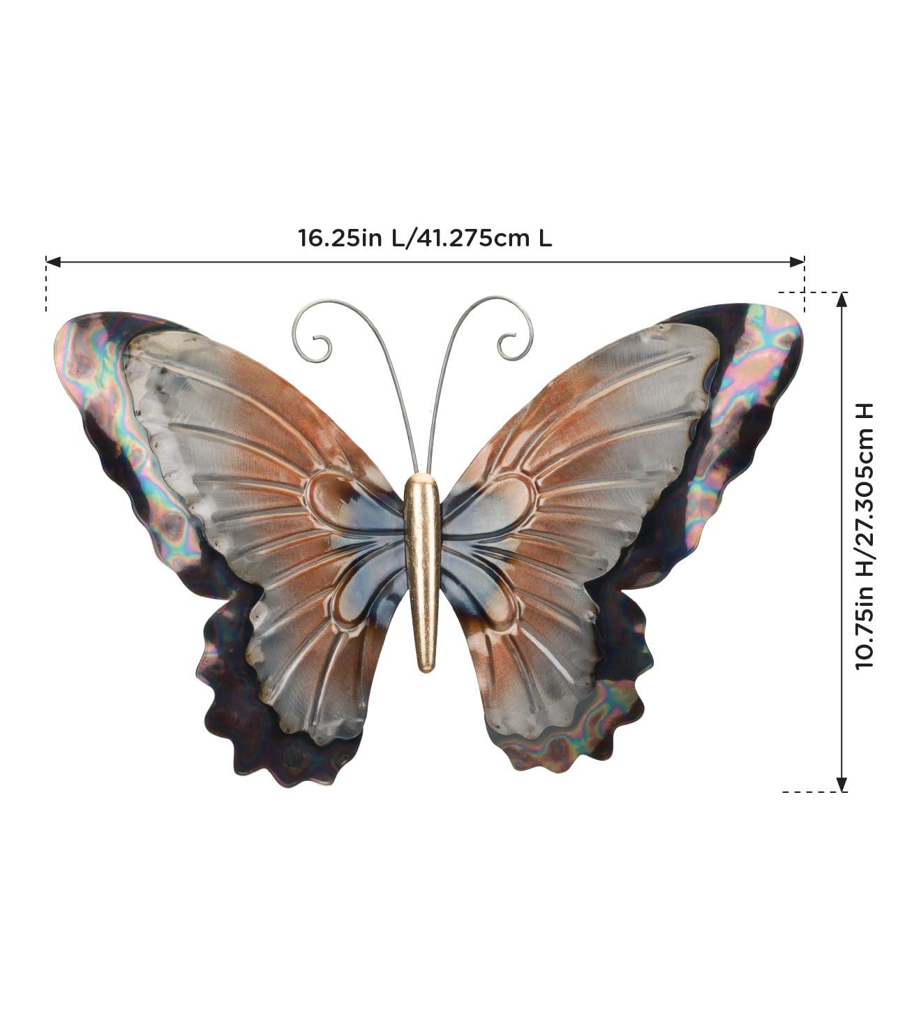 Bronze and Gold Hand-Painted Metal Butterfly Wall Decor Set