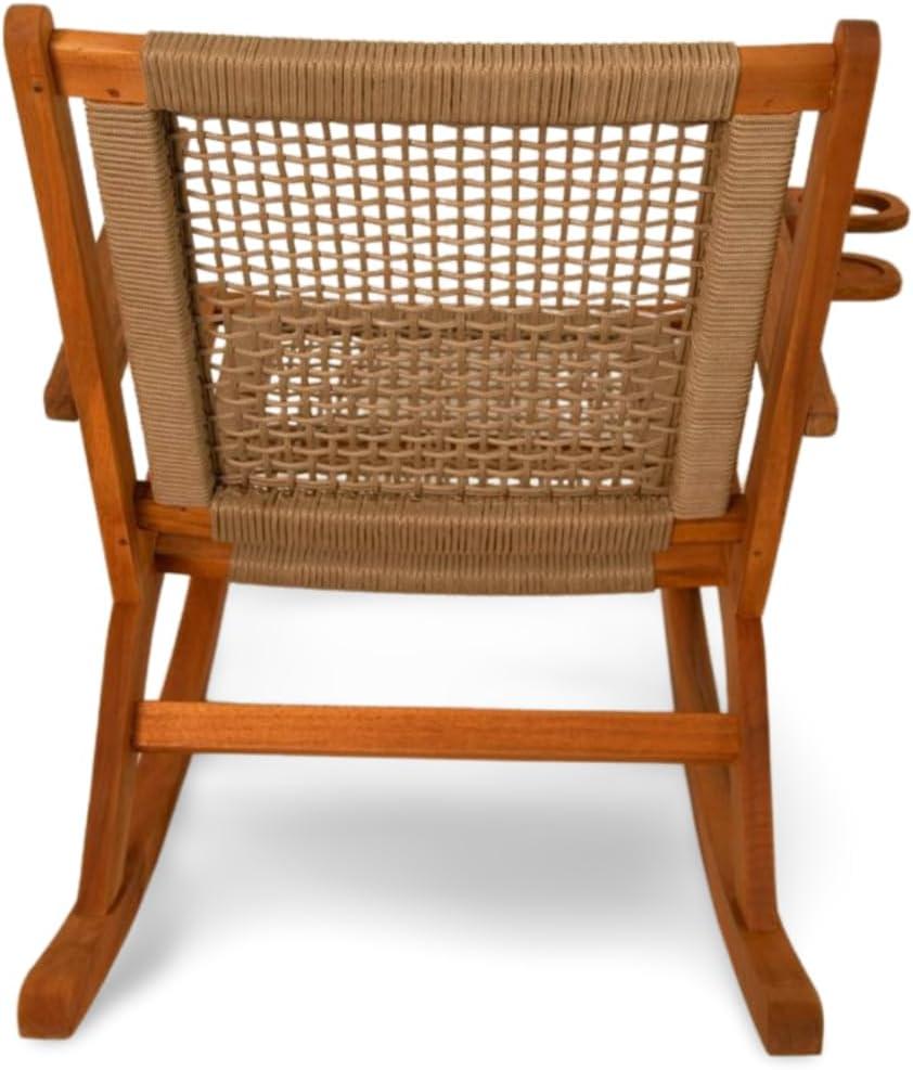 Aspect Living Vega Rocking Chair with Beverage Holder Natural Finish Wooden Chair, Patio, Backyard, Indoor & Outdoor Use - Robust Wood Construction